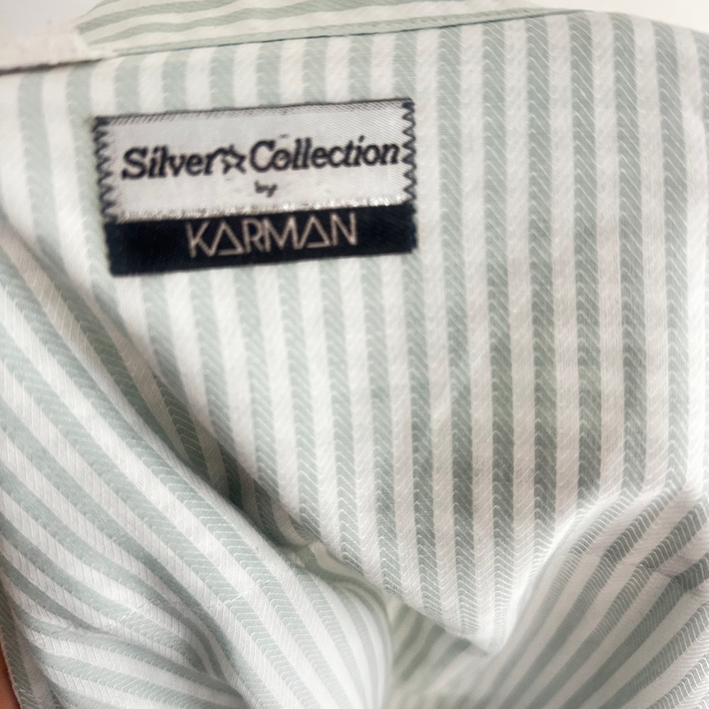 Karma Men's Mint Striped Button Down Shirt - Picture 5 of 5